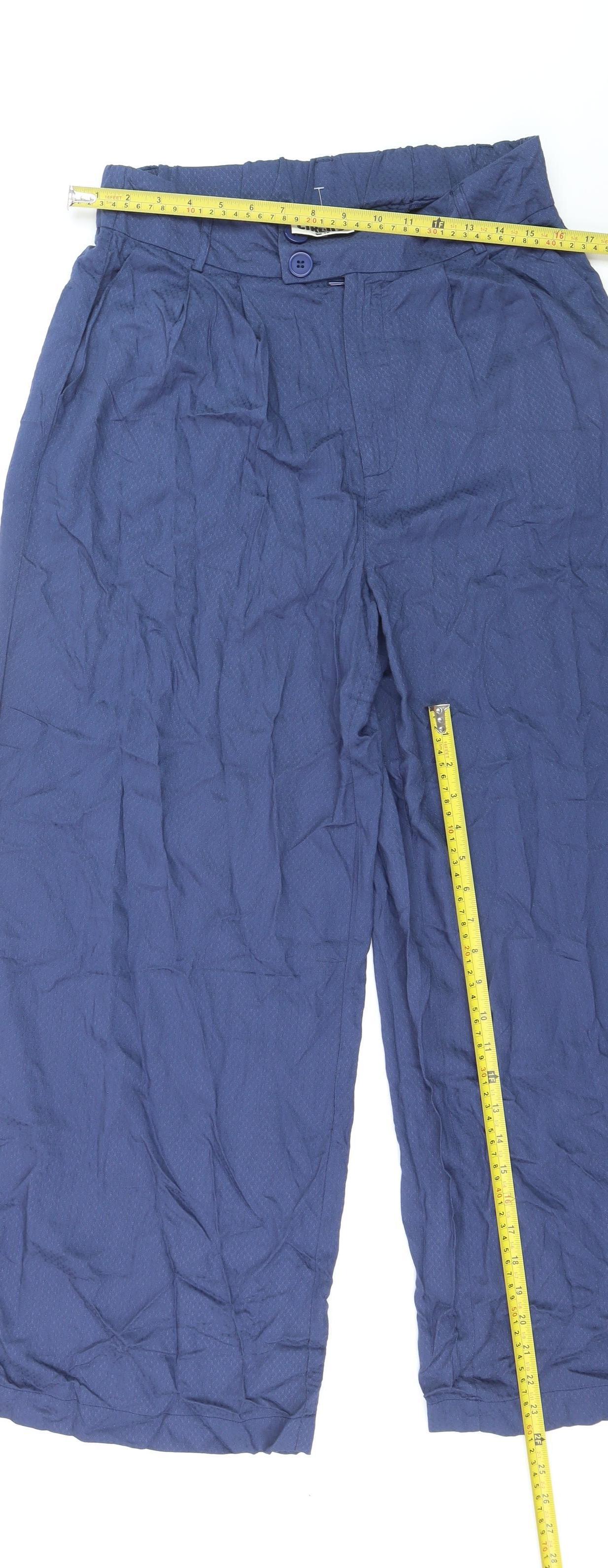 CIRCUS Women's Blue Wide-Leg Cotton Blend Trousers UK 12