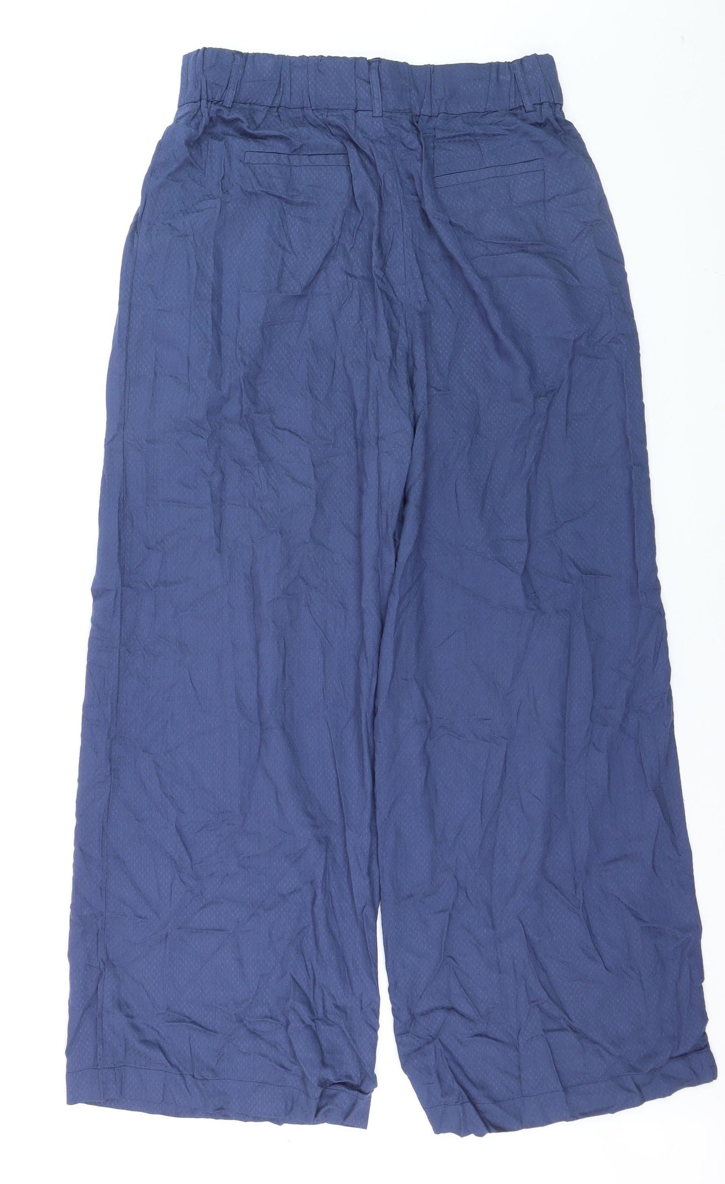 CIRCUS Women's Blue Wide-Leg Cotton Blend Trousers UK 12