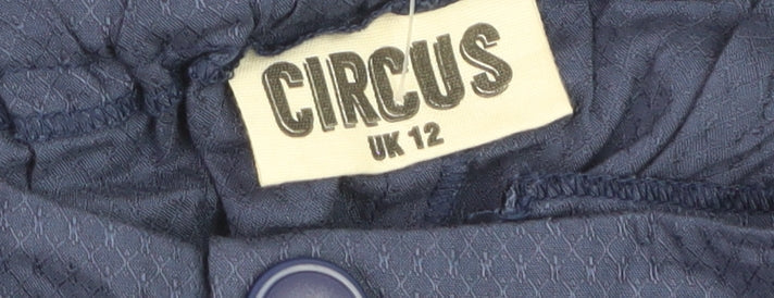 CIRCUS Women's Blue Wide-Leg Cotton Blend Trousers UK 12