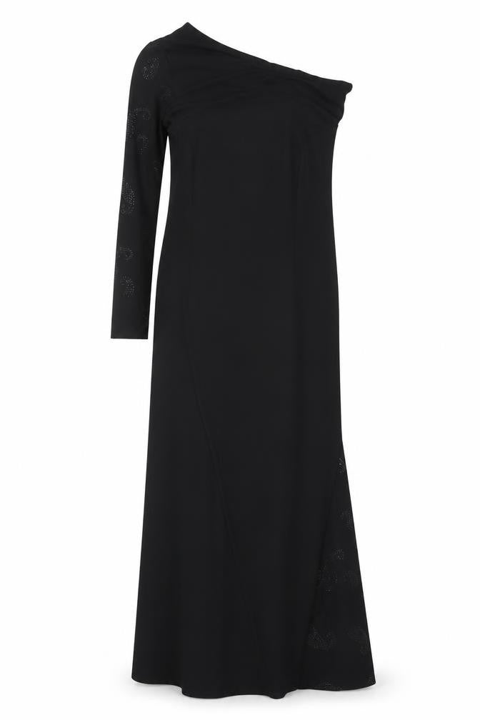 Régine Women’s Black Size 12 One Shoulder Long Evening Dress