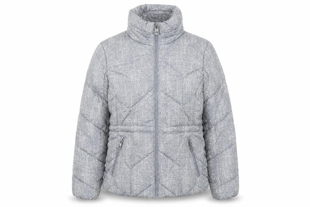 Marks & Spencer Women Grey Herringbone Quilted Puffer Jacket Size 10