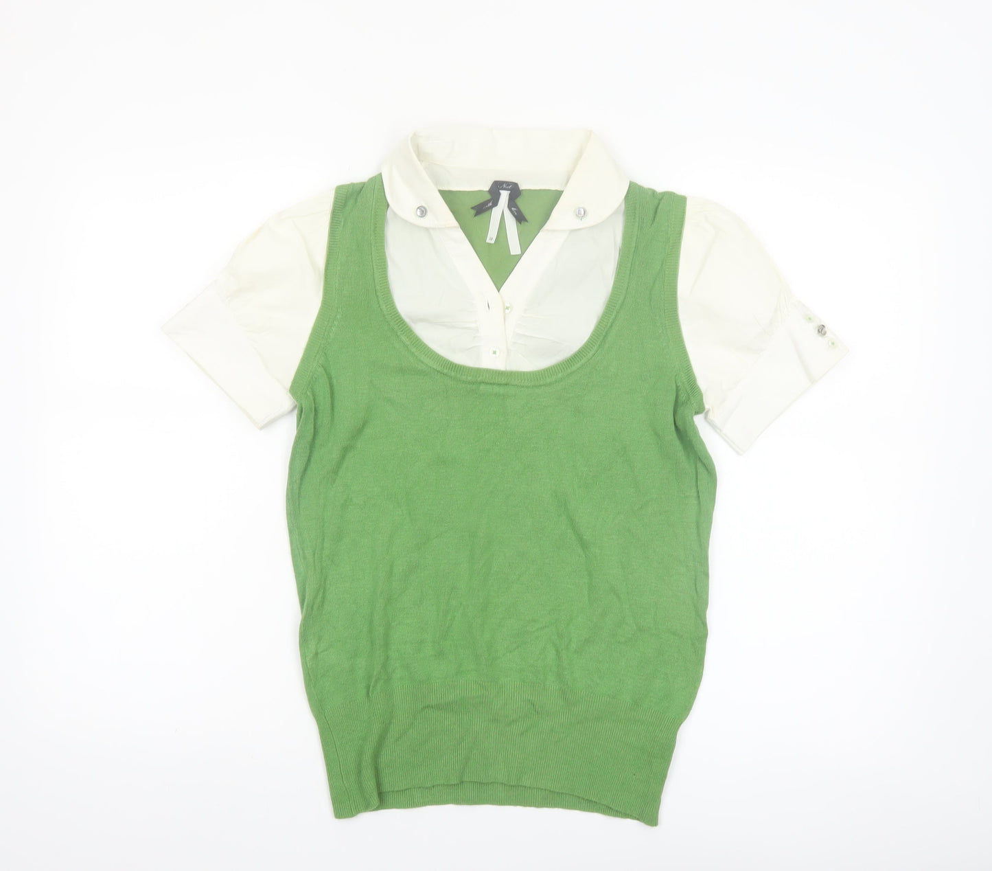 Next Women's Green Layered Scoop Neck Knit Blouse Size 12