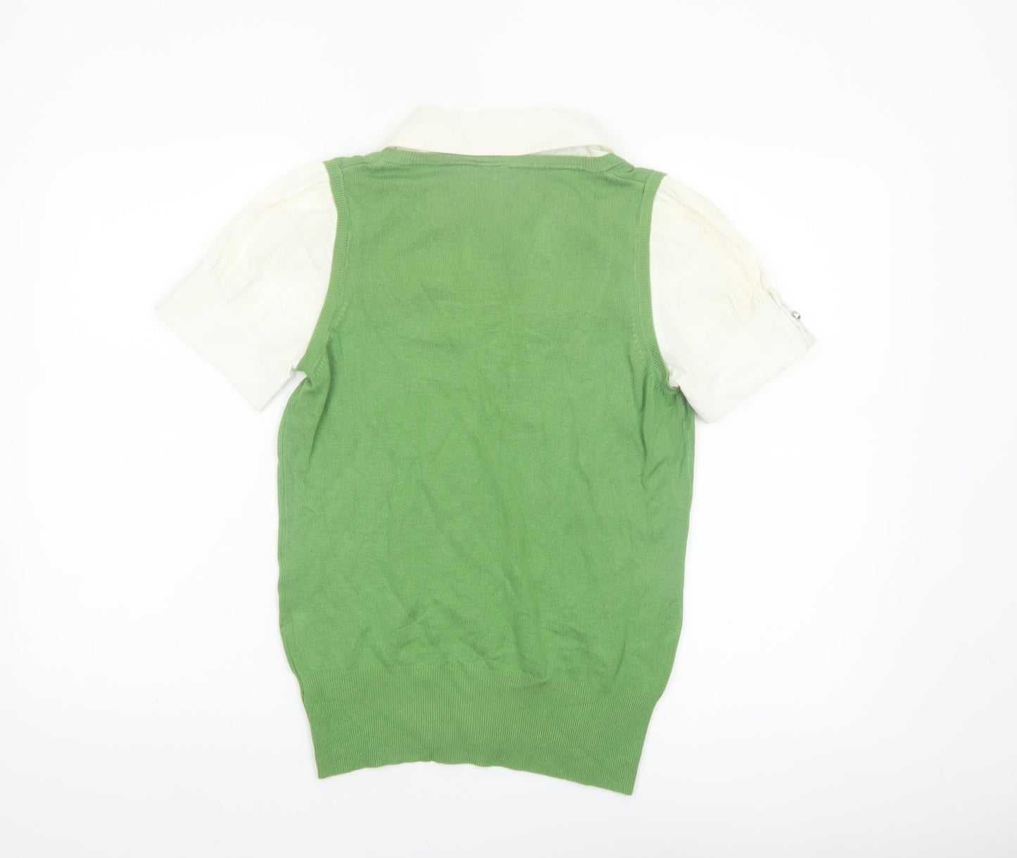 Next Women's Green Layered Scoop Neck Knit Blouse Size 12