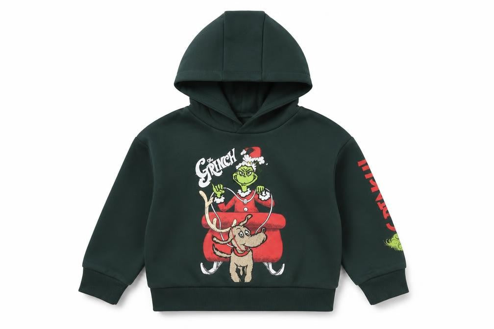 Primark Boys Green The Grinch Hoodie 1.5-2 Years Cotton Blend Christmas
