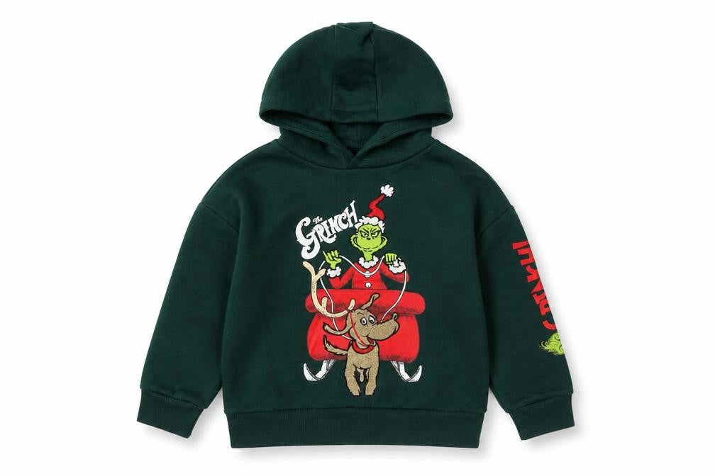 Primark Boys Green The Grinch Hoodie 3-4 Years Pullover Christmas Sweatshirt