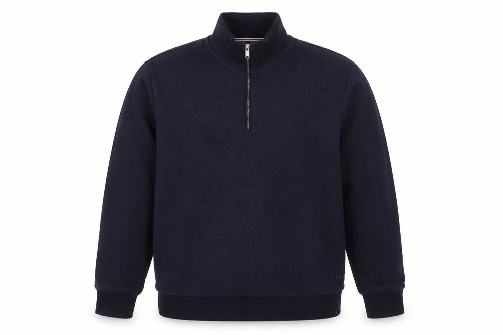 Next Men's Blue L 1/4 Zip High Neck Pullover Sweatshirt