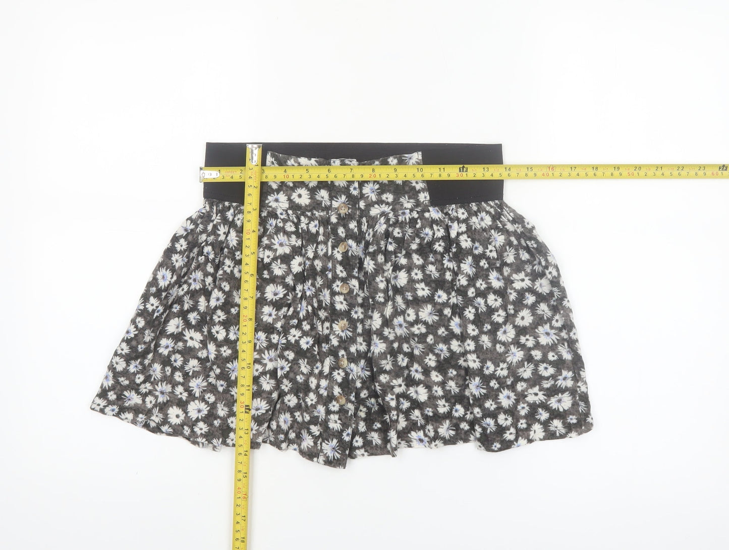American Eagle Outfitters Women's Black Floral A-Line Mini Skirt Size S