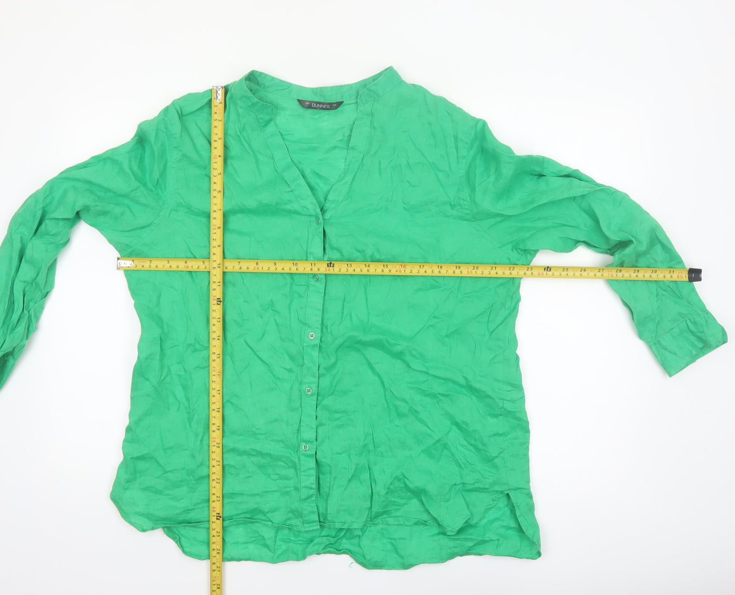 Dunnes Women’s Green Linen Button-Up Shirt Size L