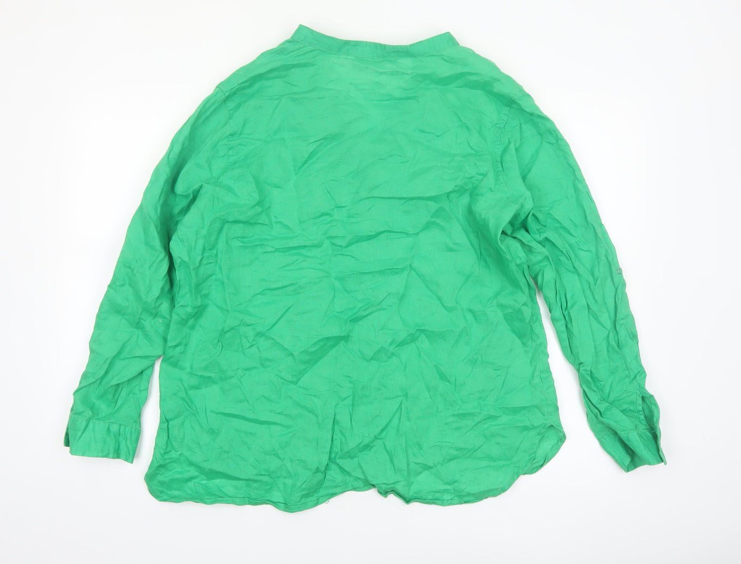 Dunnes Women’s Green Linen Button-Up Shirt Size L