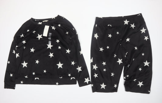 Marks and Spencer Women's Black Star Satin Pyjama Set L