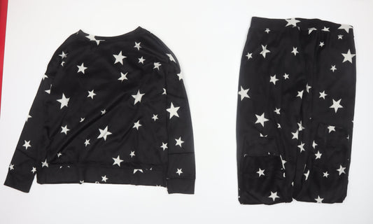 Marks and Spencer Women's Black Star Satin Pyjama Set L