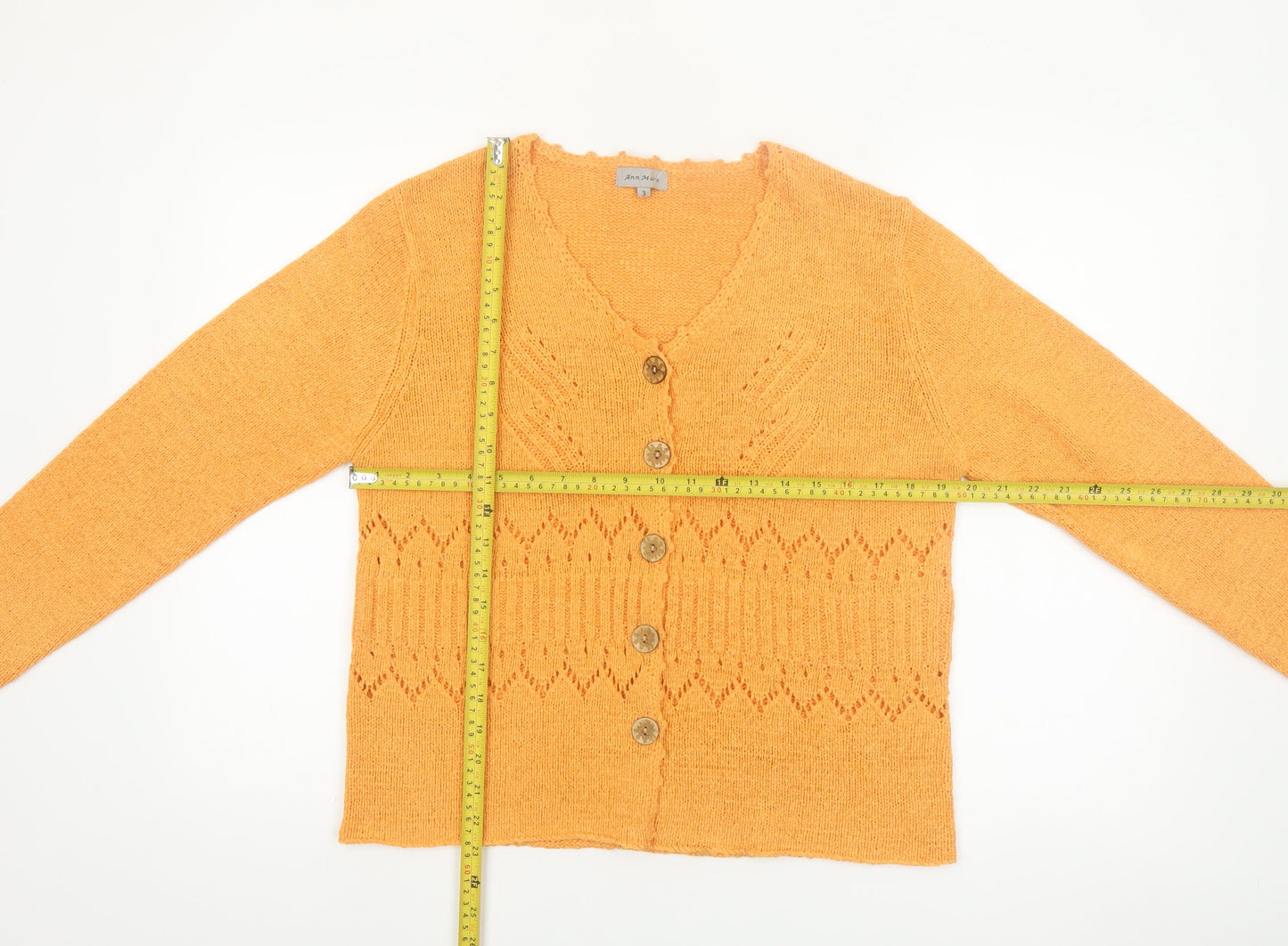 Ann Marie Women's Orange Knit Button Cardigan Size 12