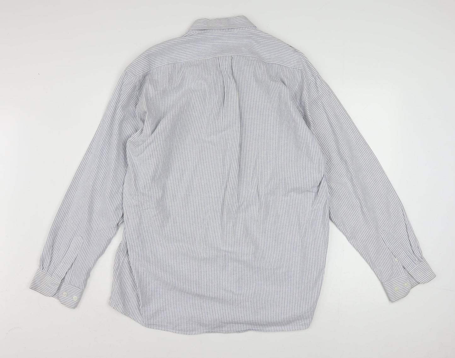 Ralph Lauren Men's Blue Striped Cotton Classic Button-Down Shirt 17/34