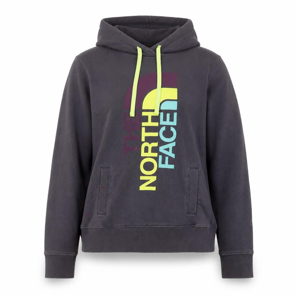 The North Face Womens Grey Pullover Hoodie Size M Graphic Print Cotton Blend