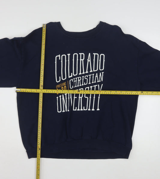 Anvil Navy Sweatshirt Women XL Colorado Christian University Logo