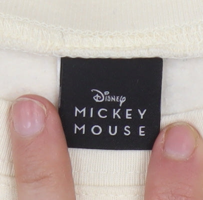 Brand and care label for Disney girls’ beige mickey and minnie sweatshirt l 11-13 years pullover