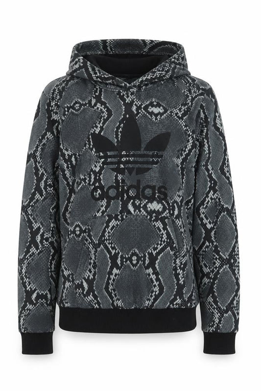 Adidas Womens Black Snake Print Pullover Hoodie Size 14 UK
