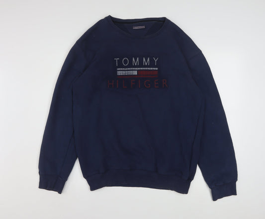 Tommy Hilfiger Men's Blue 2XL Pullover Sweatshirt Crew Neck Embroidered Logo