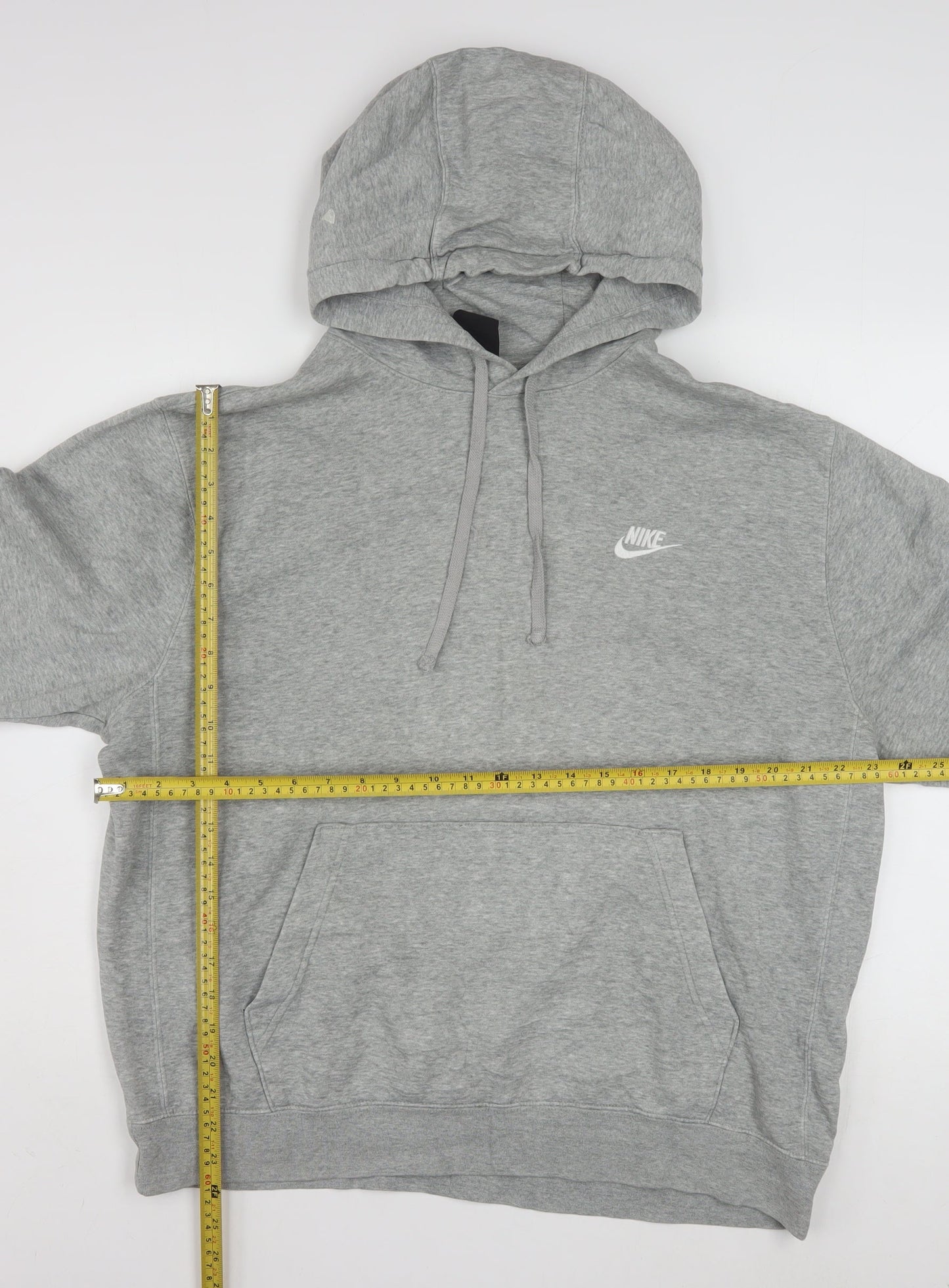 Nike Men’s Grey Pullover Hoodie L Regular Fit Logo Fleece