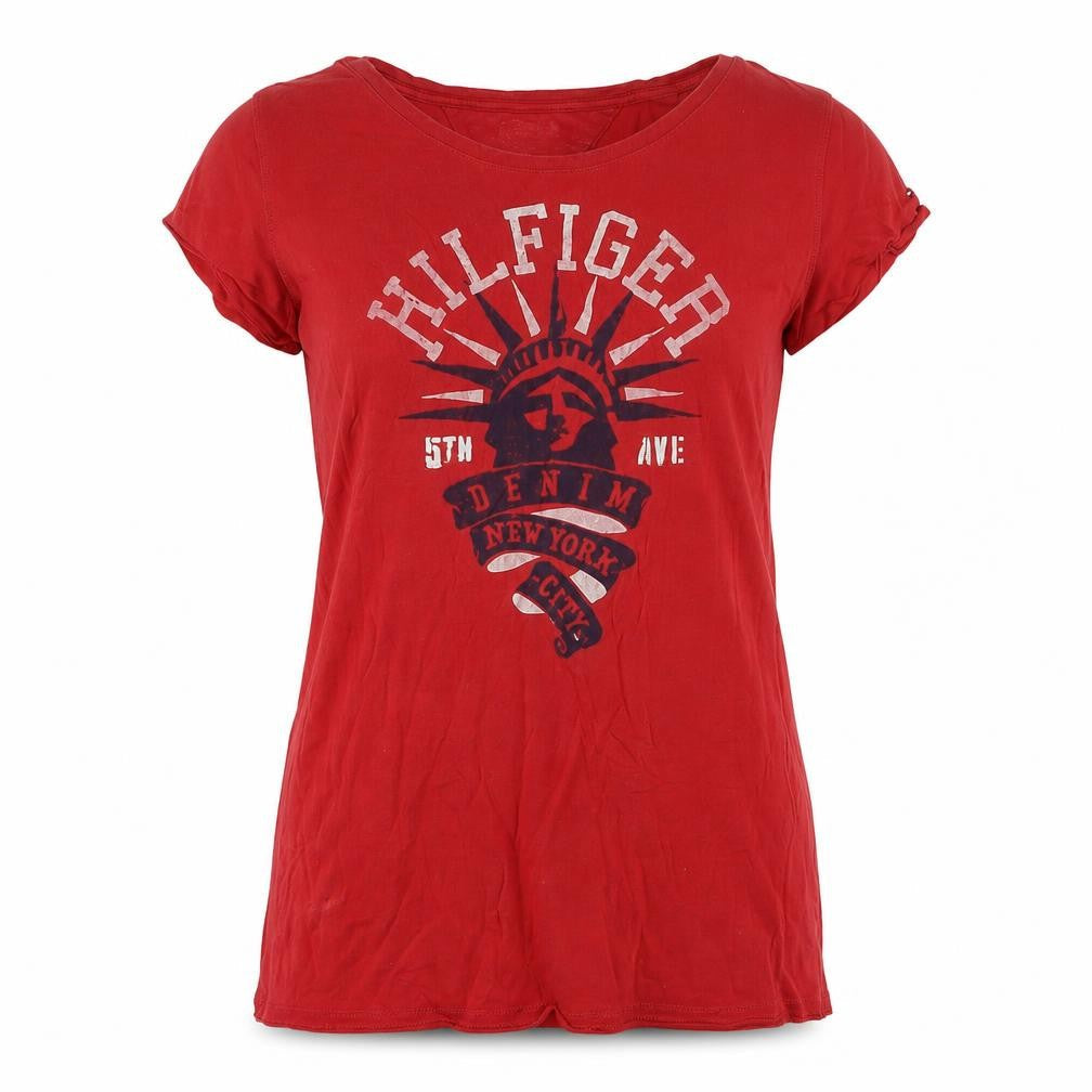 Tommy Hilfiger Women Red XL Basic Cotton T-Shirt Classic Casual