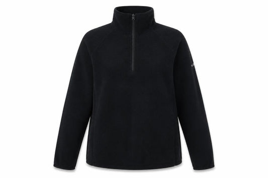 Columbia Womens Black Fleece Pullover Sweatshirt L 1/4 Zip Outdoor