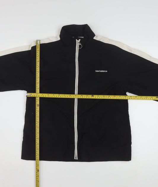 New Balance Womens Black L Windbreaker Jacket with Zip Pockets