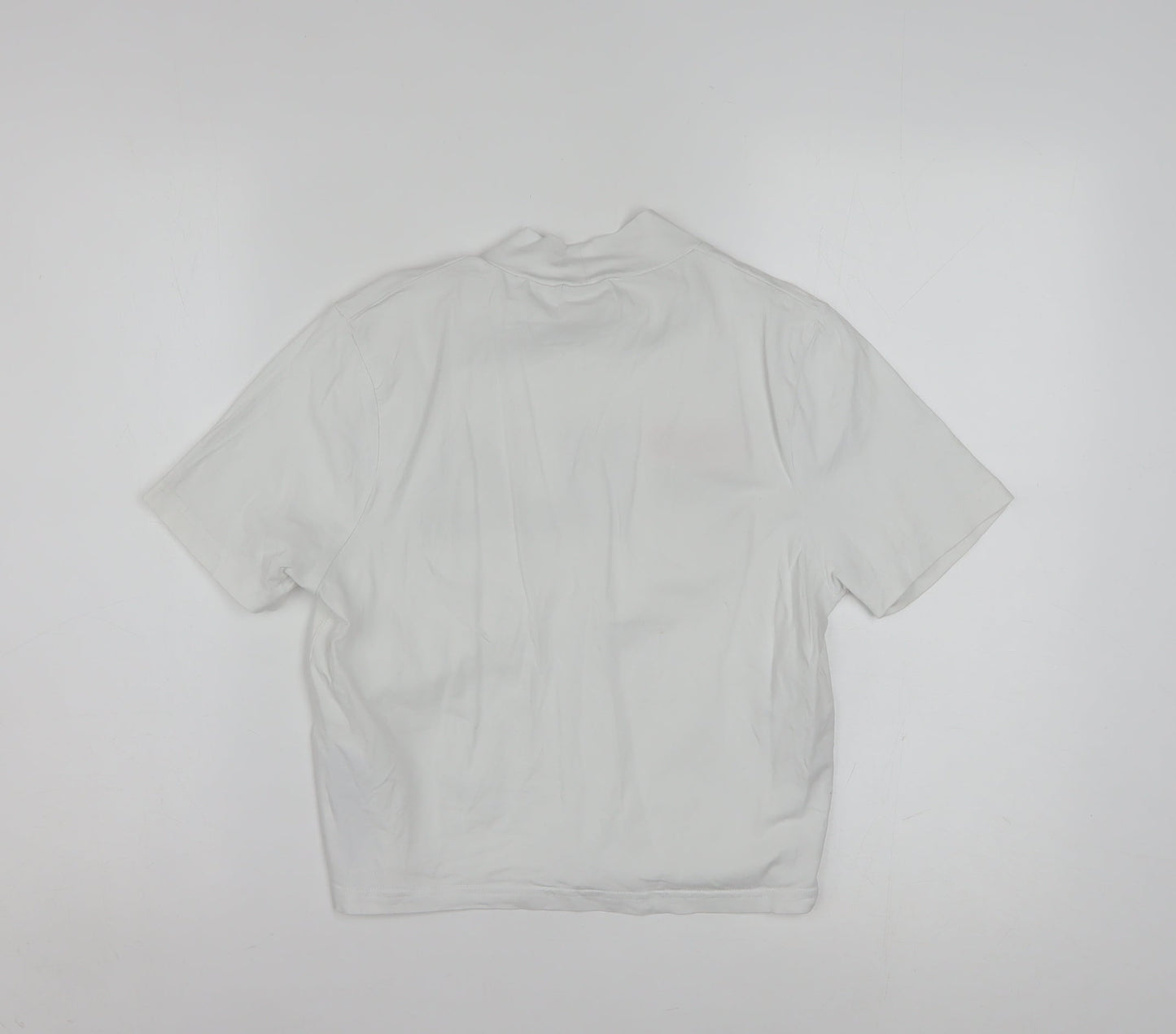 FILA Women's White Cropped T-Shirt High Neck Short Sleeve M