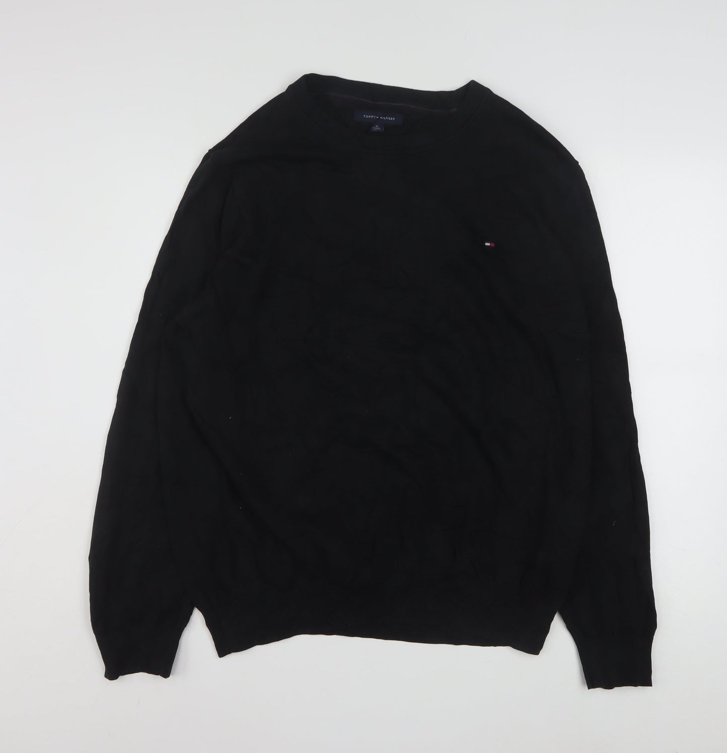 Tommy Hilfiger Men's Black XL Cotton Crew Neck Pullover Jumper