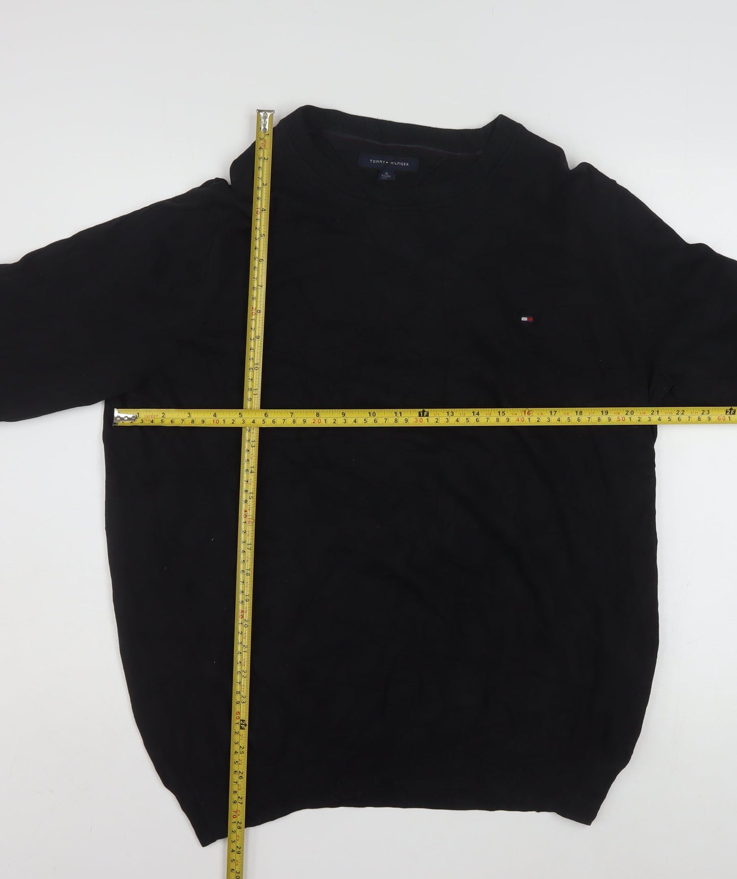 Tommy Hilfiger Men's Black XL Cotton Crew Neck Pullover Jumper