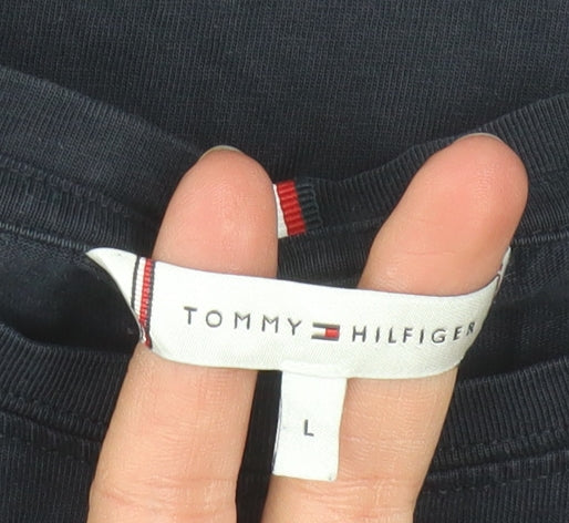 Tommy Hilfiger Men's Blue Cotton Crew Neck T-Shirt L