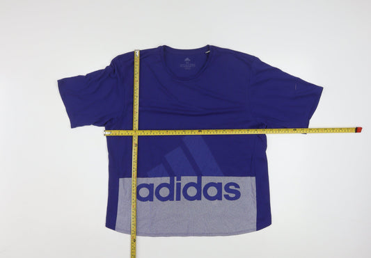 Adidas Womens Blue Climalite Logo T-Shirt Size M 12-14