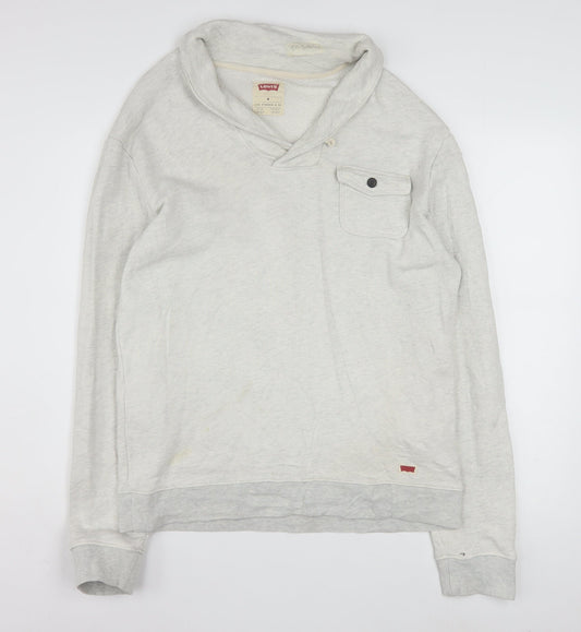 Levi's Men's Beige Pullover Hoodie Sweatshirt Size M Cotton Blend