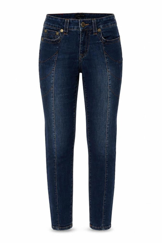 Front view of True Religion Women’s Blue Mid Rise Skinny Jeans, size UK 27 Slim, Fit Denim
