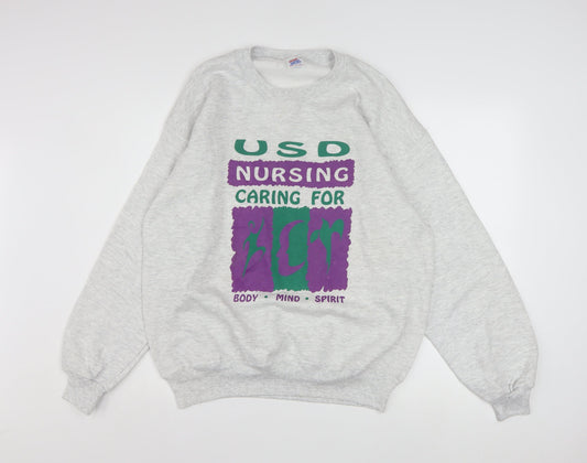 Jerzees Womens Grey USD Nursing Graphic Pullover Sweatshirt L