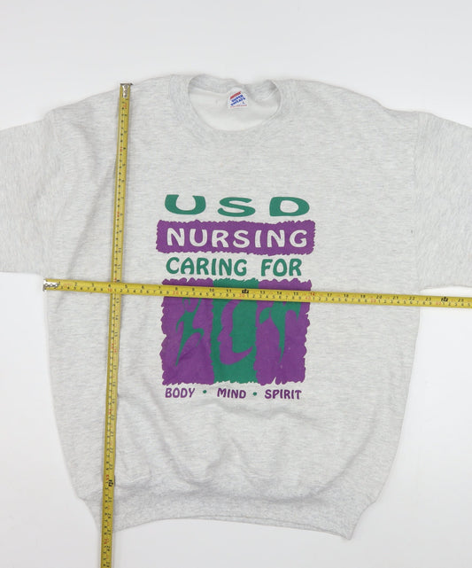 Jerzees Womens Grey USD Nursing Graphic Pullover Sweatshirt L