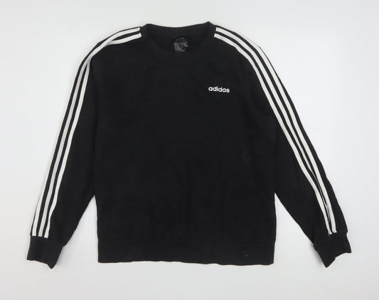 Adidas Womens Black L 16-18 Pullover Sweatshirt Cotton Blend