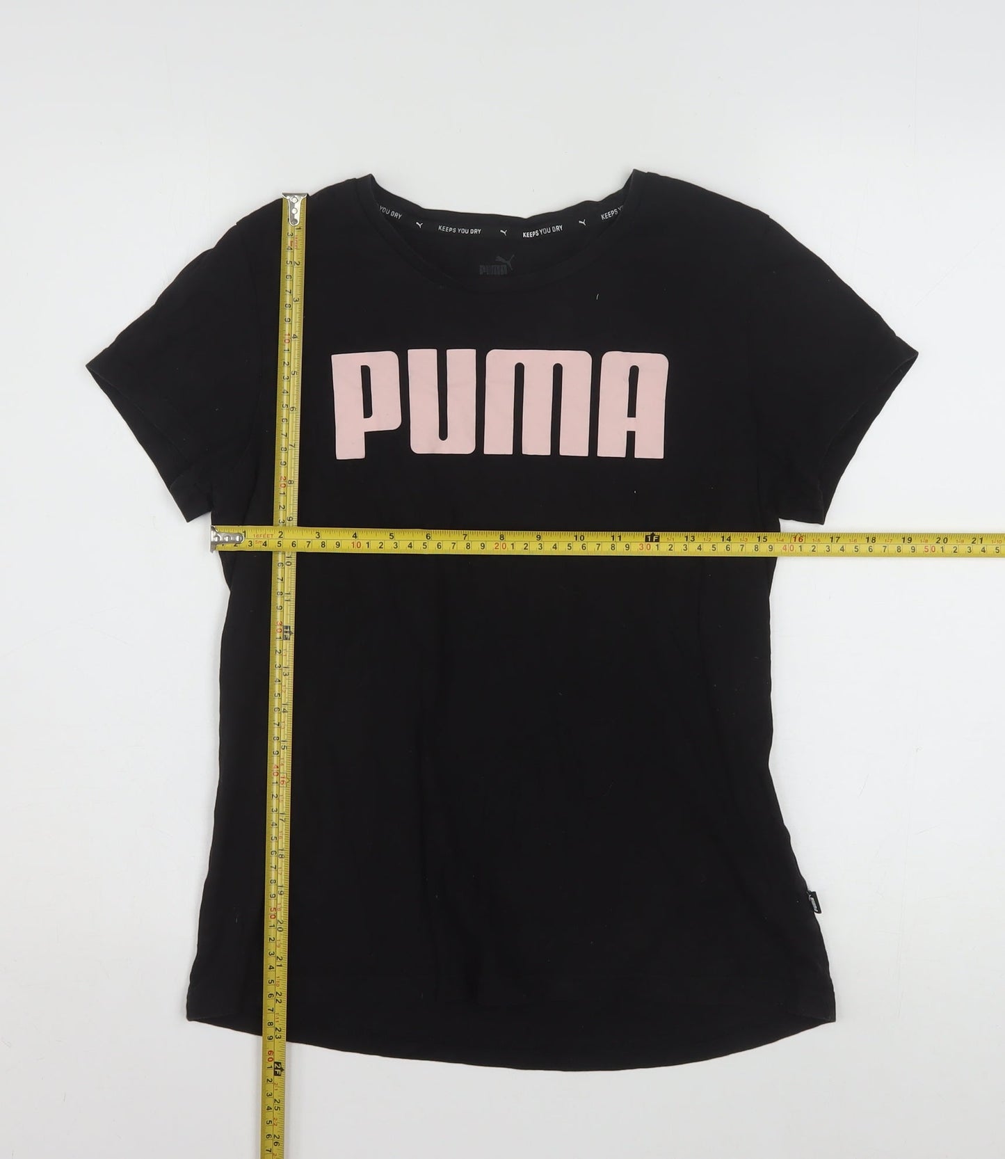 Puma Womens Black Basic T-Shirt Large Crew Neck Short Sleeve