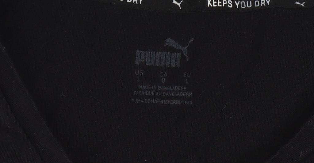 Puma Womens Black Basic T-Shirt Large Crew Neck Short Sleeve