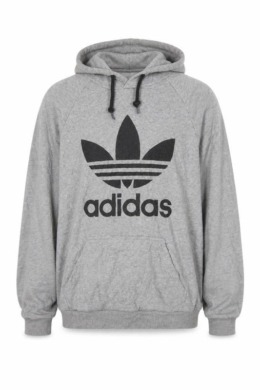 Adidas Mens Grey Pullover Hoodie M Graphic Logo Sportswear