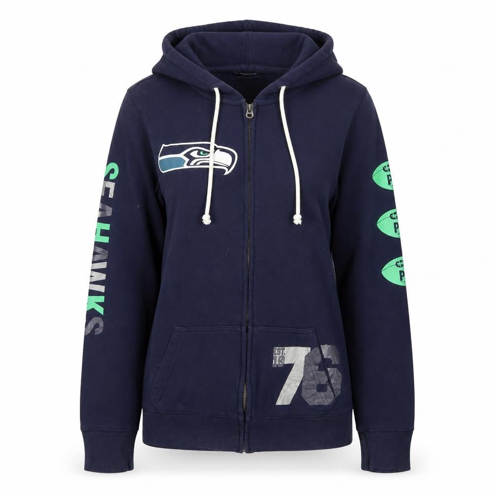 Victoria's Secret PINK Women Navy Full Zip Hoodie S Seahawks NFL 76 Cotton Blend