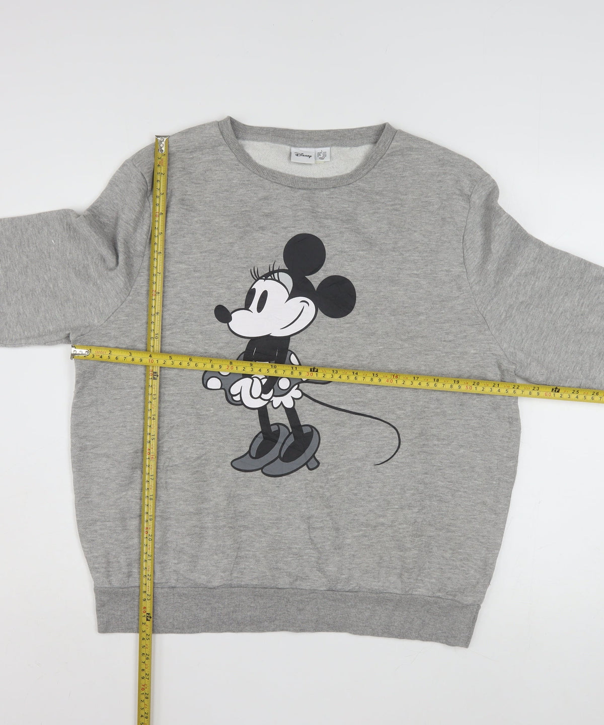 Disney Women Grey Minnie Mouse Sweatshirt Size L 14/16 Crew Neck