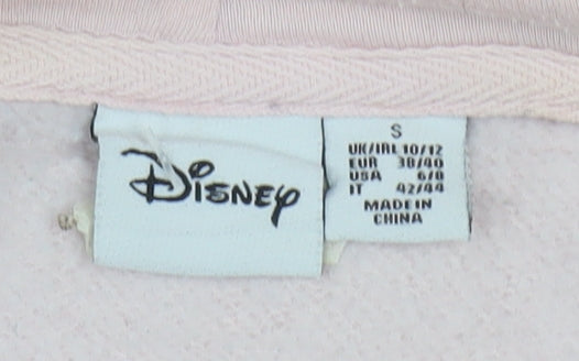 Brand and care label for Disney Women Pink Hooded Pullover Hoodie UK 10/12 Small Minnie Mouse Print