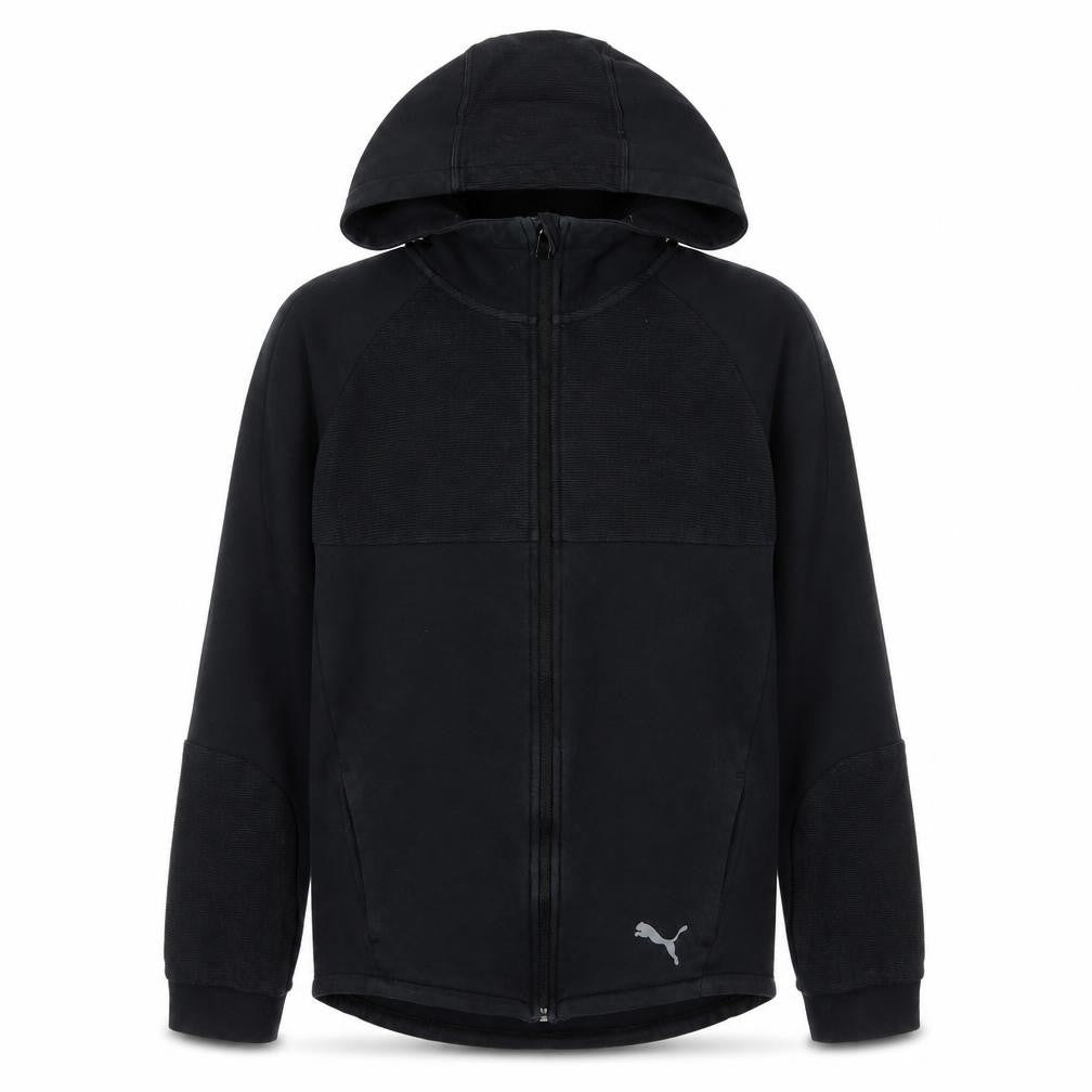 Puma Boys Black Full Zip Hoodie 15-16 Years Sports Logo Jacket
