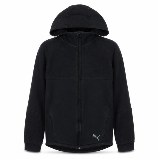 Puma Boys Black Full Zip Hoodie 15-16 Years Sports Logo Jacket