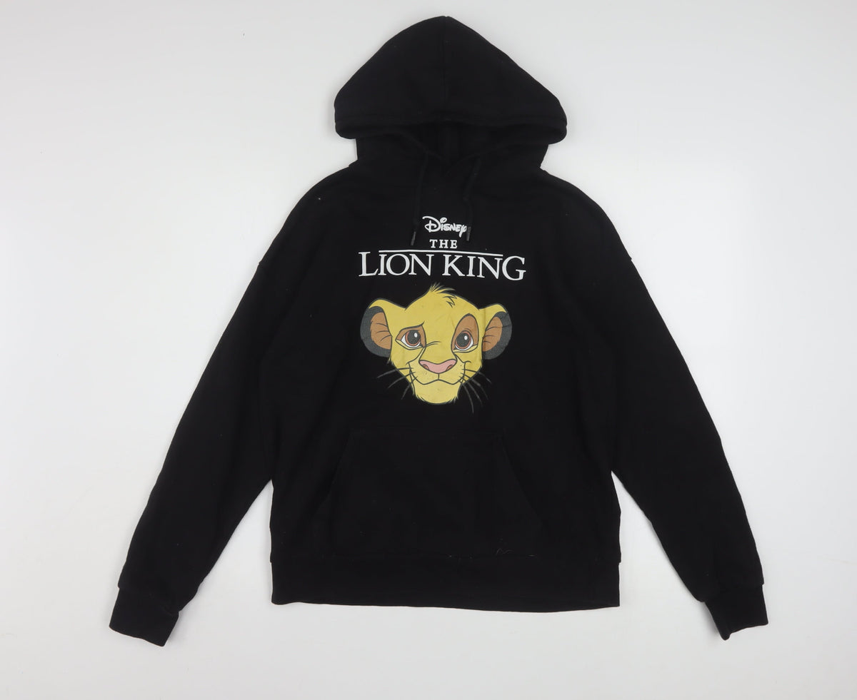 Front view of Disney The Lion King Black Hoodie Women XS Pullover Hooded Sweatshirt