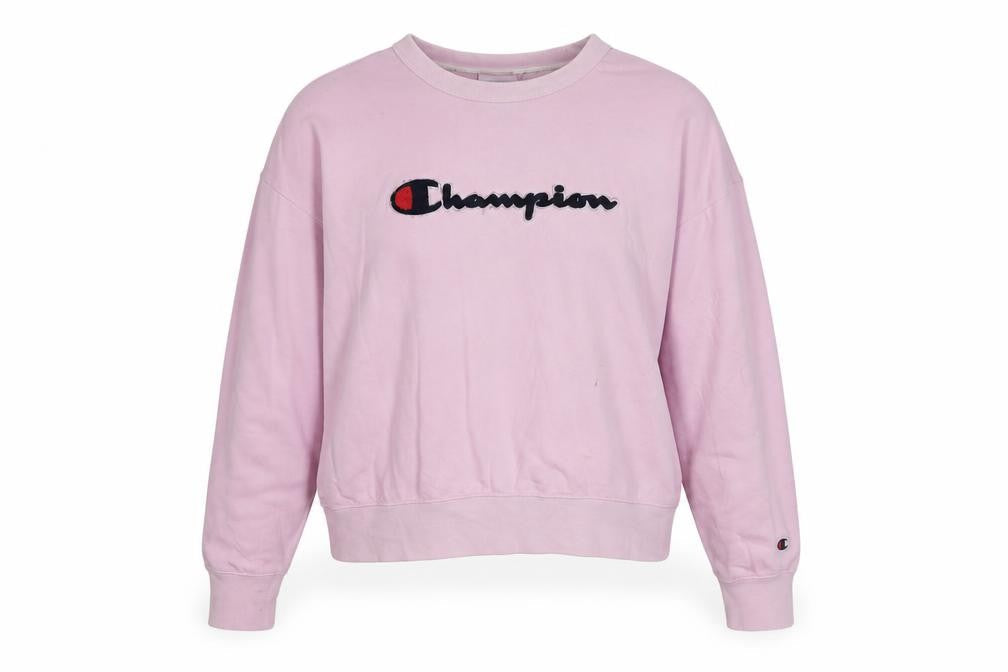 Champion Womens Pink Small Pullover Sweatshirt Cotton Logo Casual