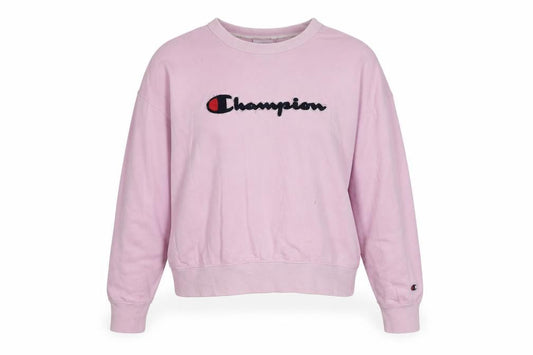 Champion Womens Pink Small Pullover Sweatshirt Cotton Logo Casual