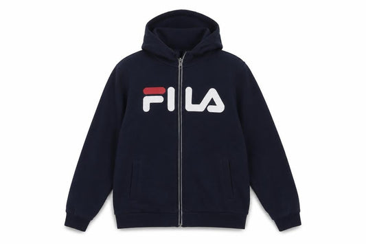 Fila Boys Navy Blue Full Zip Hoodie 158-164cm Logo Cotton Blend