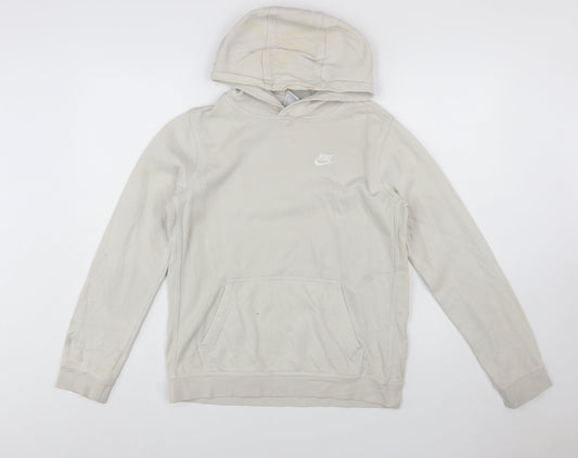 Nike Boys Beige Pullover Hoodie XL (158-170cm) Fleece Cotton Blend