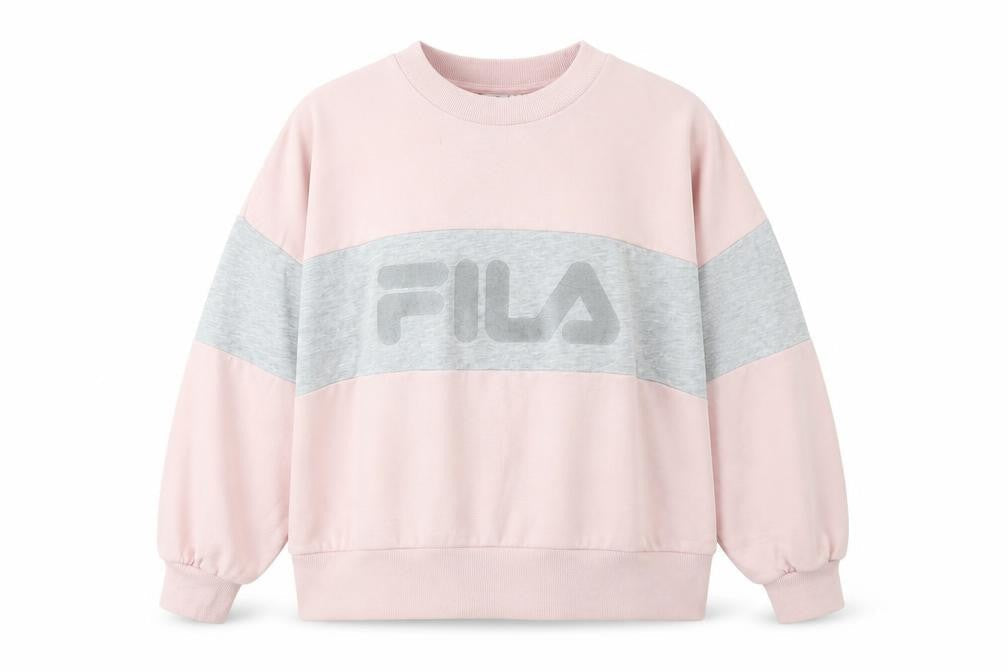 Fila Women's Pink & Grey Logo Sweatshirt Small Cotton Blend